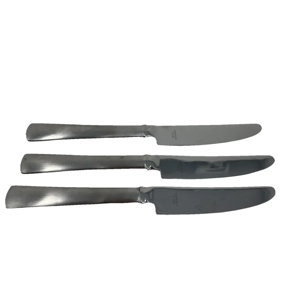 3 Dansk CAFE BLANC Stainless 18/10 Satin Silverware Flatware Table Knives
